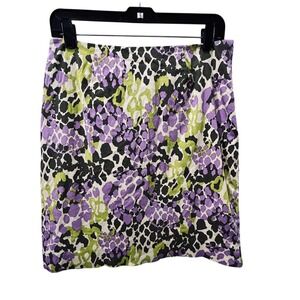 Doncaster Purple and‎ Green Leopard Print Pencil Skirt